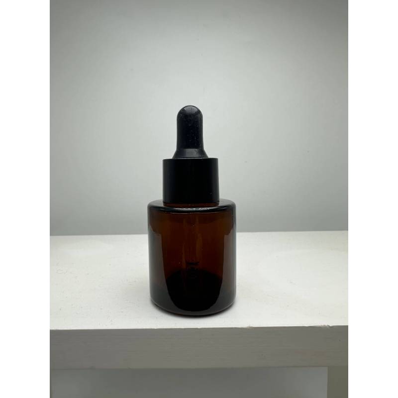 HOT Luxury 20ml Amber clear Flat Shoulder Cylinder Thick Glass Dropper Bottle for Serum Essential Oil Perfume Lotion