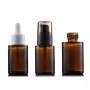 HOT Luxury 20ml Amber clear Flat Shoulder Cylinder Thick Glass Dropper Bottle for Serum Essential Oil Perfume Lotion