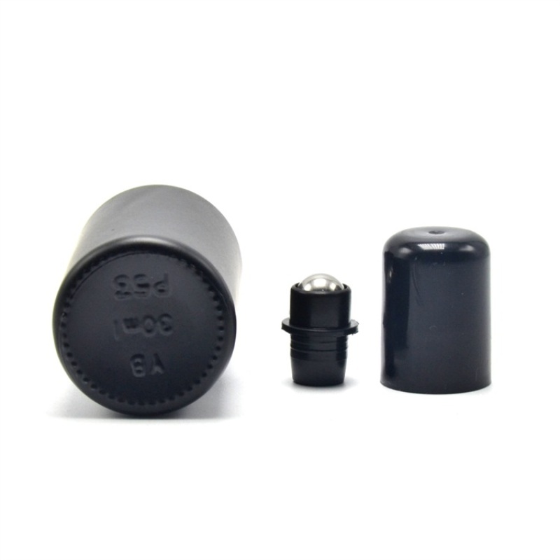 Black Frosted Glass Essential Oil Bottle 30ml Roll-On Seal Big Quantity Price