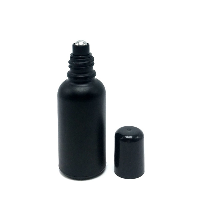 Black Frosted Glass Essential Oil Bottle 30ml Roll-On Seal Big Quantity Price