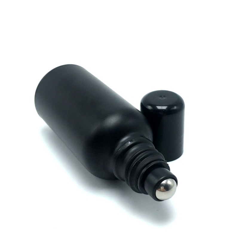 Black Frosted Glass Essential Oil Bottle 30ml Roll-On Seal Big Quantity Price