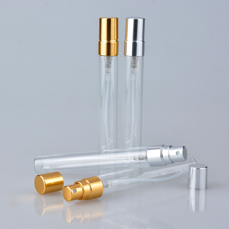 Portable 10ml Clear Glass Perfume Spray Bottles Recyclable Empty Lady Sample Bottles for Travel 10ml