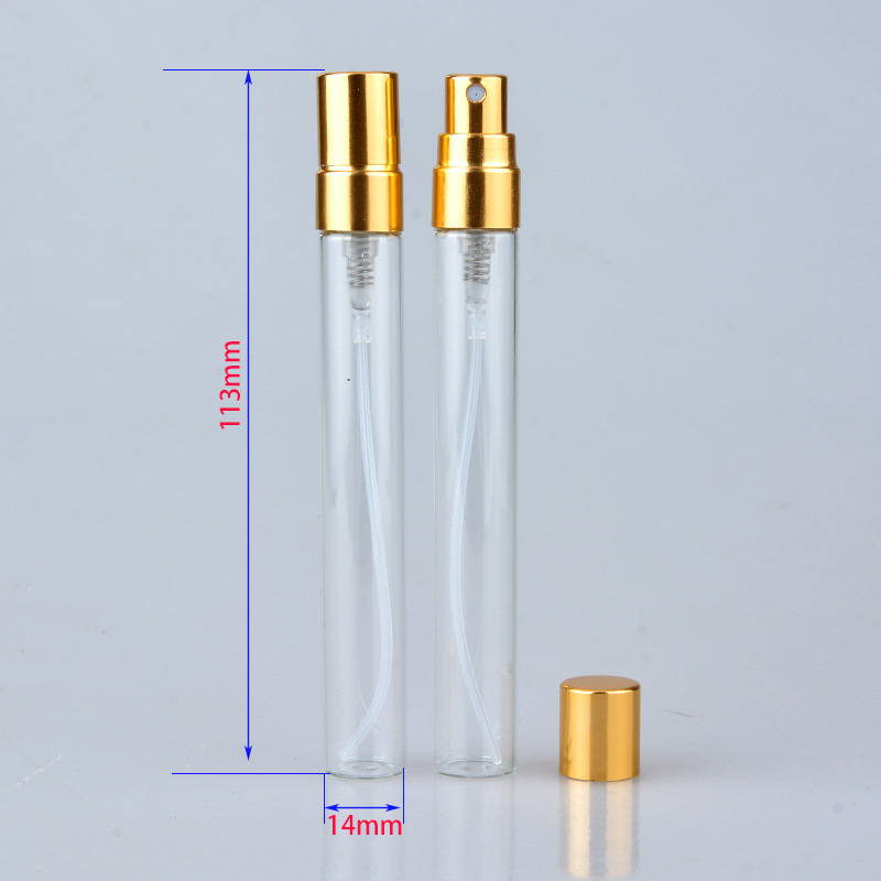 Portable 10ml Clear Glass Perfume Spray Bottles Recyclable Empty Lady Sample Bottles for Travel 10ml