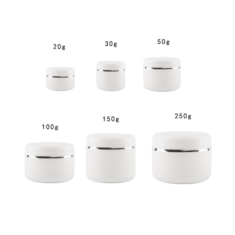 10G 20G 30G 50G 100g 200g PP Silver Edge Small Cream Jar Face Cream body cream jar 200ml white Cosmetics Sub-container