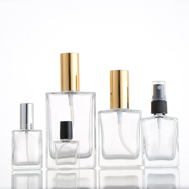 Clear Glass Perfume Bottle 5ml 10ml 20ml 30ml 50ml Empty square Cosmetic Perfume Packaging Bottle