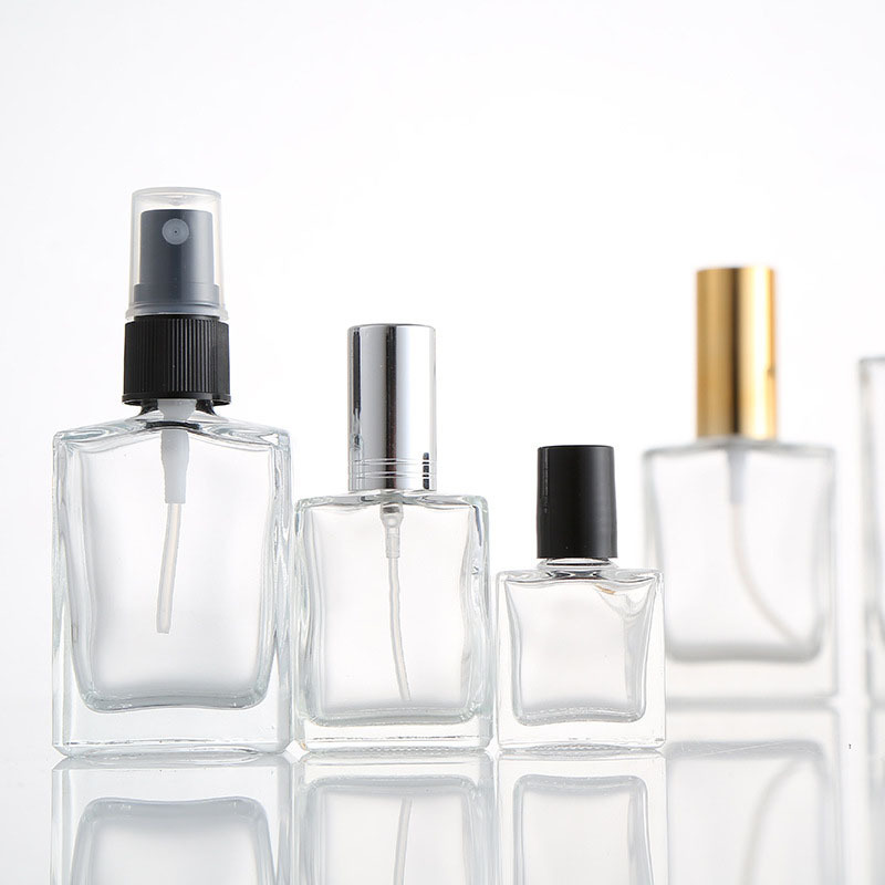 Clear Glass Perfume Bottle 5ml 10ml 20ml 30ml 50ml Empty square Cosmetic Perfume Packaging Bottle