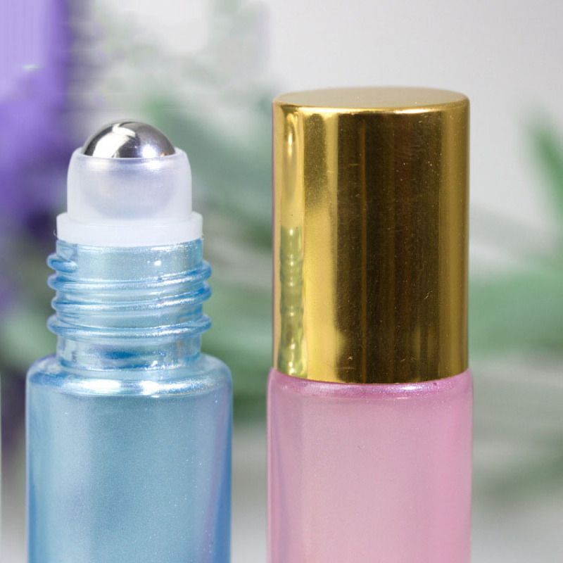 Colorful Empty Unique Glass Bottle 10ml Roll on Bottle for Skincare Essential Oil Cosmetic Serum Oil Roller Bottle