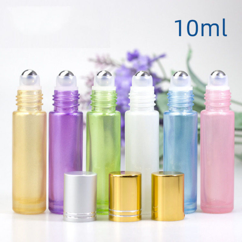 Colorful Empty Unique Glass Bottle 10ml Roll on Bottle for Skincare Essential Oil Cosmetic Serum Oil Roller Bottle