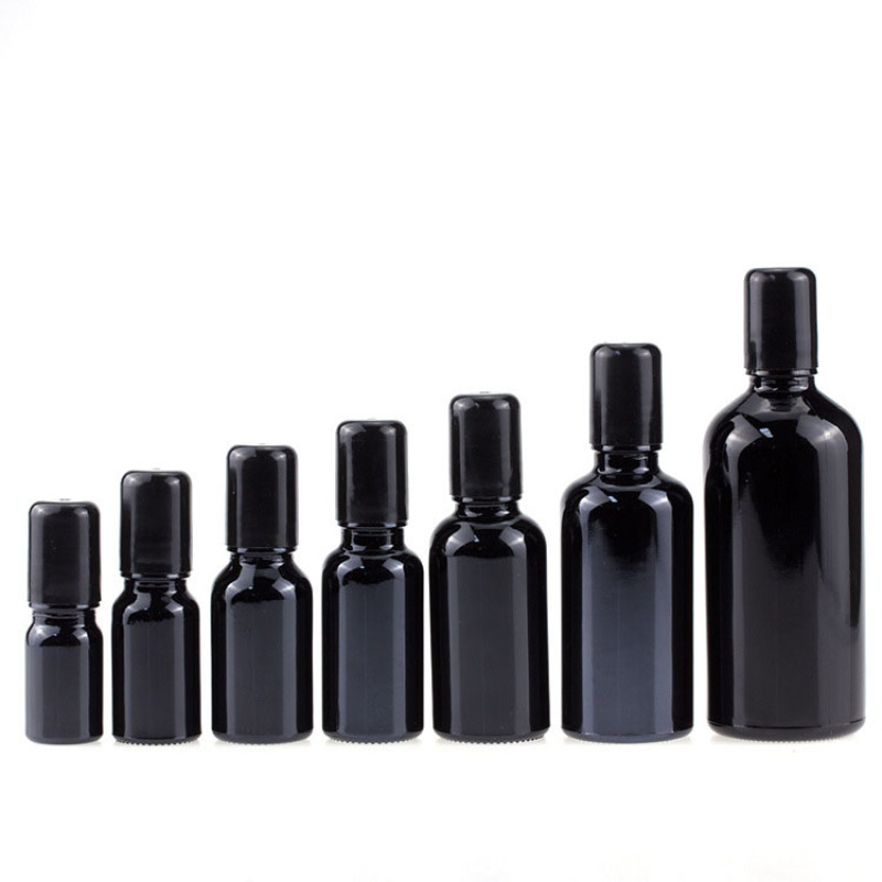 Custom Printing 10ML 30MLEssential Oil Bottle Dropper 2oz 3oz Packaging Cosmetics Serum Black Glass Dropper Bottle 5ML