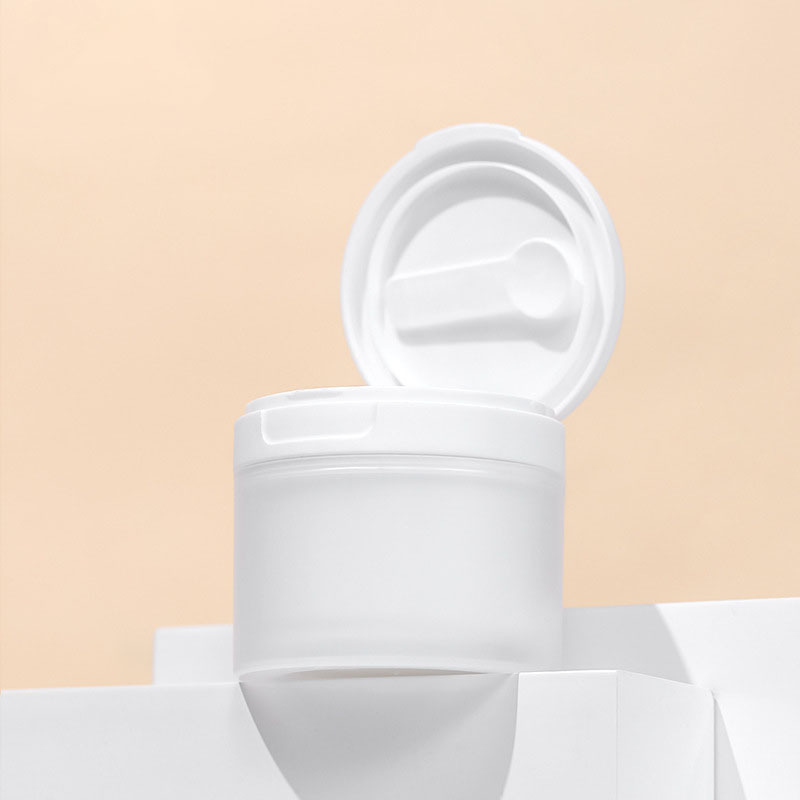 Flip Top Cap Customized Logo  50ml Cream Jars Frosted  Body Scrub Plastic Jars for Skincare Products with Label