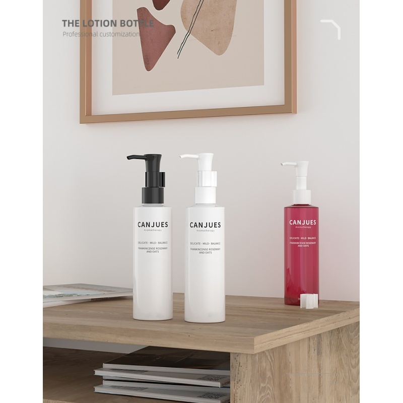 Skincare Packaging 250ml Oil Pump Bottle PET Oil Pump Dispenser Bottle Plastic Emulsion Press Bottle Makeup