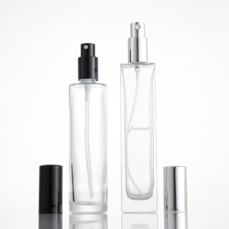 5ml 15ml 20ml 30ml  Cosmetic Glass Bottle with Aluminium Cap clear Spray square Base Perfume Bottles