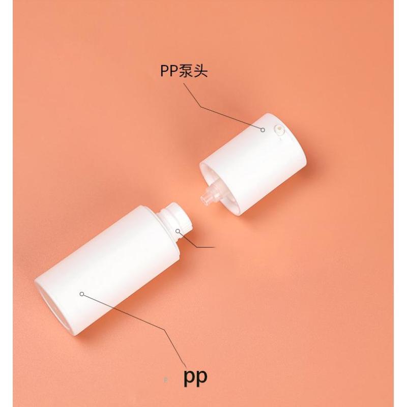 Custom PP Airless Cosmetic Bottle 30ml 50ml Matte White and Matte Black Crimp Neck Vacuum Container for Skincare Packaging