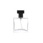 Flat square Transparent Crimp Neck Glass Perfume Bottle 30ml Gold Silver Black Pump with square Metallic Cap
