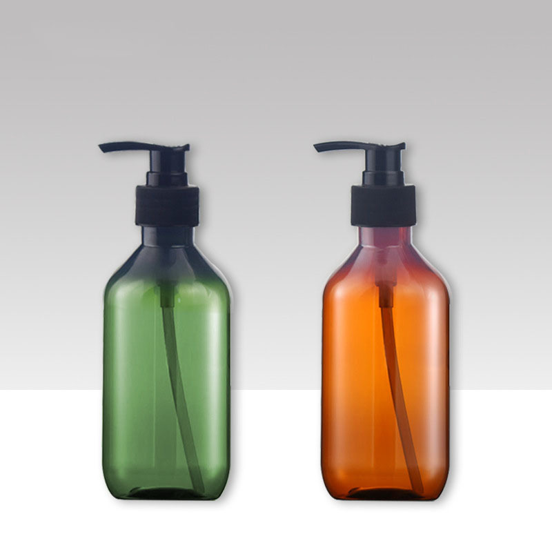 Printing logo 10 oz Skincare Cosmetic Round Shape Empty PET Green Amber 300ml Plastic Bottle for Shampoo