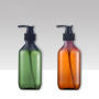 Printing logo 10 oz Skincare Cosmetic Round Shape Empty PET Green Amber 300ml Plastic Bottle for Shampoo