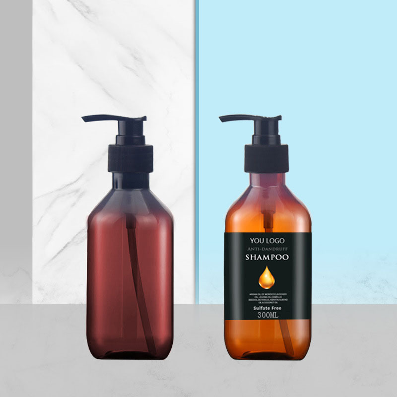 Printing logo 10 oz Skincare Cosmetic Round Shape Empty PET Green Amber 300ml Plastic Bottle for Shampoo