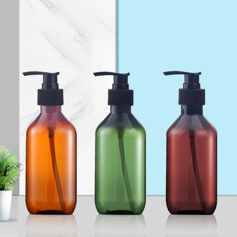 Printing logo 10 oz Skincare Cosmetic Round Shape Empty PET Green Amber 300ml Plastic Bottle for Shampoo