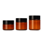 Eco Friendly Hot Sale Wholesale Amber Plastic Cream Jar Cream Containers  With Black Lid for Cosmetic