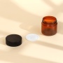 Eco Friendly Hot Sale Wholesale Amber Plastic Cream Jar Cream Containers  With Black Lid for Cosmetic