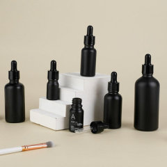 Wholesale  Tempered Black Essential Oil Glass Dropper Bottle Empty 30ml Matte Black Glass Bottle with Dropper