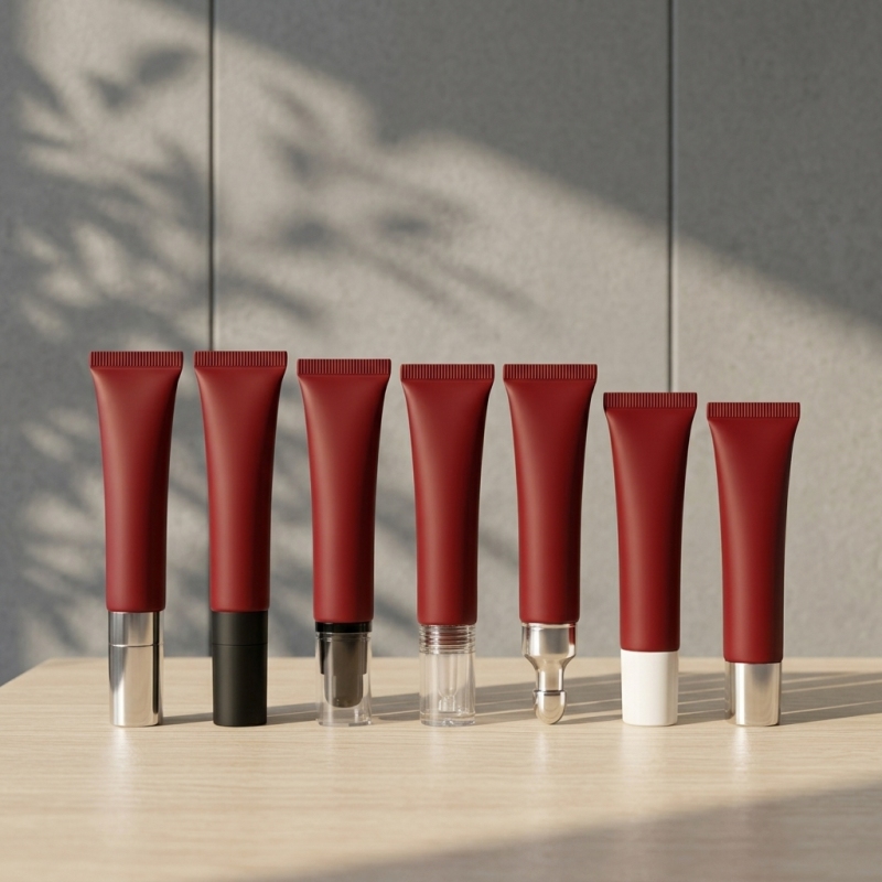 SUNSHINE Packaging 15ml Burgundy Chocolate Elegant Luxury Squeeze Lip Gloss Tube Custom Logo Screen Printing Plastic Empty Tubes