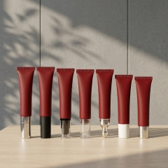 SUNSHINE Packaging 15ml Burgundy Chocolate Elegant Luxury Squeeze Lip Gloss Tube Custom Logo Screen Printing Plastic Empty Tubes
