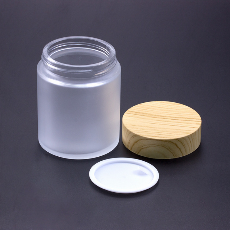 Best New Products of 2024 Stock Available Frosted Glass Jars With Bamboo  Lid for Cosmetic