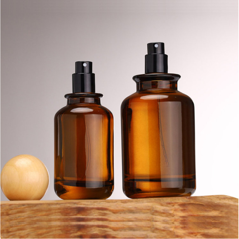 2024 New Arrival Empty Amber Color Luxury Customized 30 ml 50ml 100ml Glass Perfume Spray Bottle