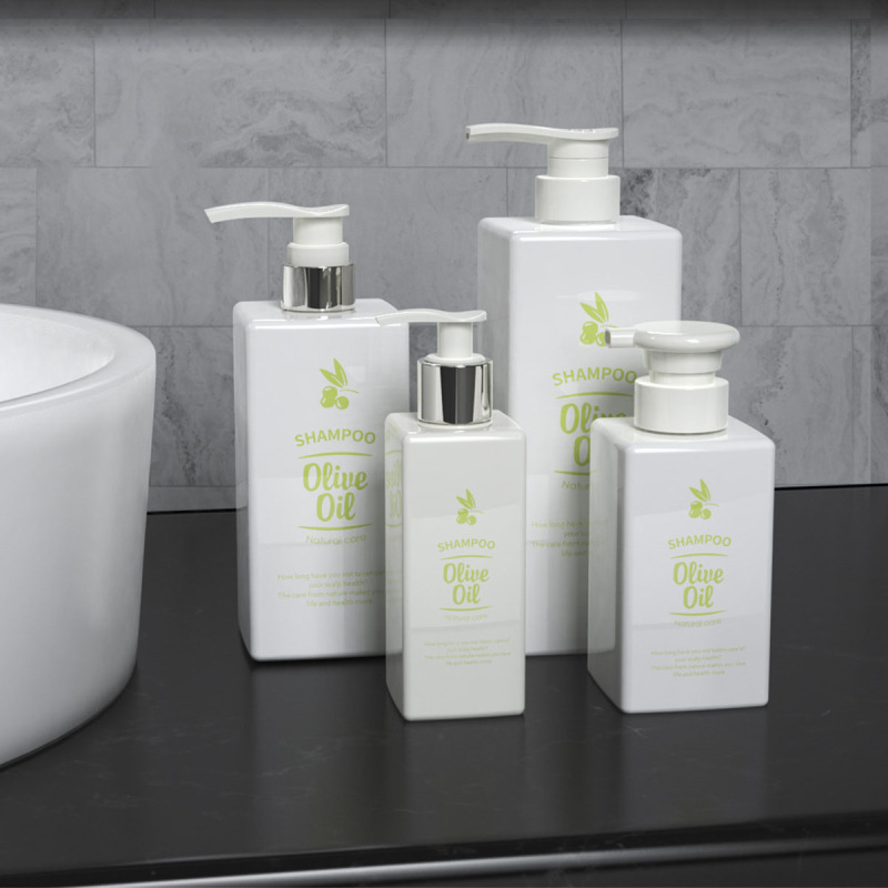 Stock Subpackage 300ml 500ml square Electroplating Skin Care 900ml White Press Body Lotion Bottle