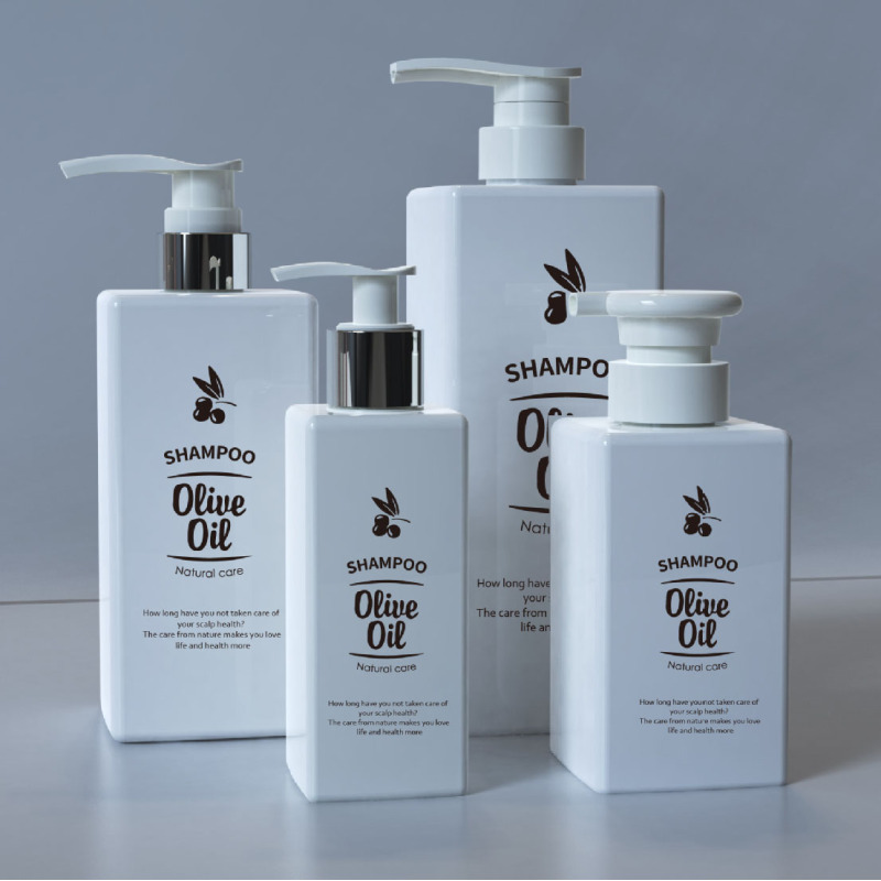 Stock Subpackage 300ml 500ml square Electroplating Skin Care 900ml White Press Body Lotion Bottle