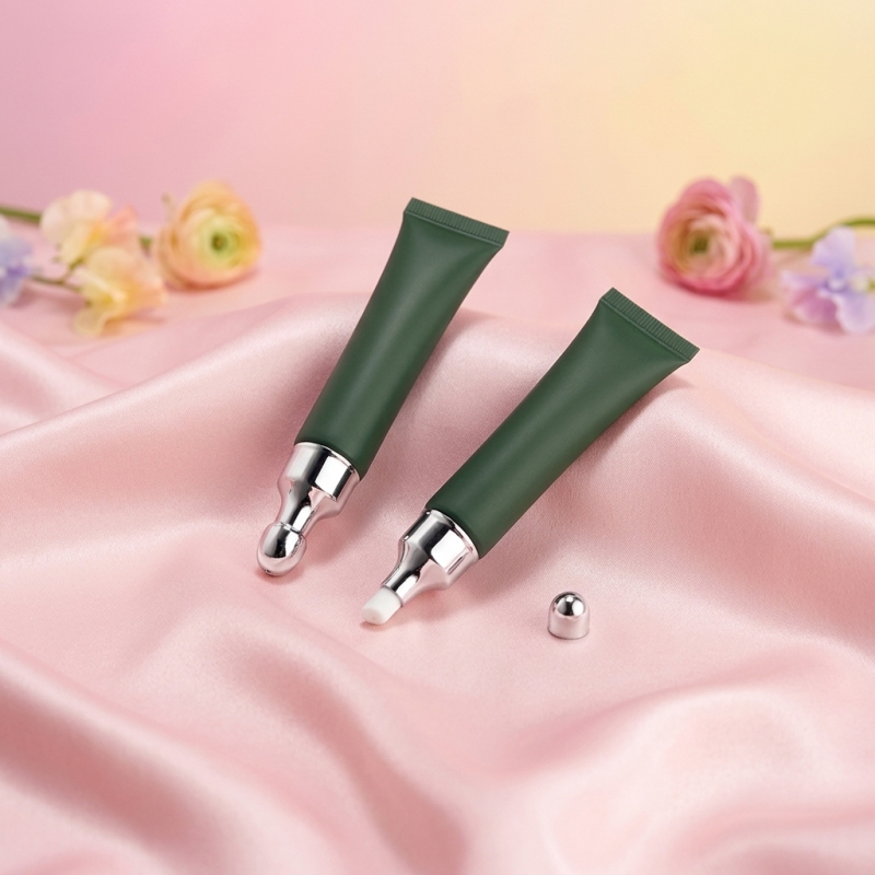 15ml Matte Dark Green Cosmetic Squeeze Tube Empty Lip Gloss Soft Tube with Lip Shaped Cap Multiple Closure Options Wholesale