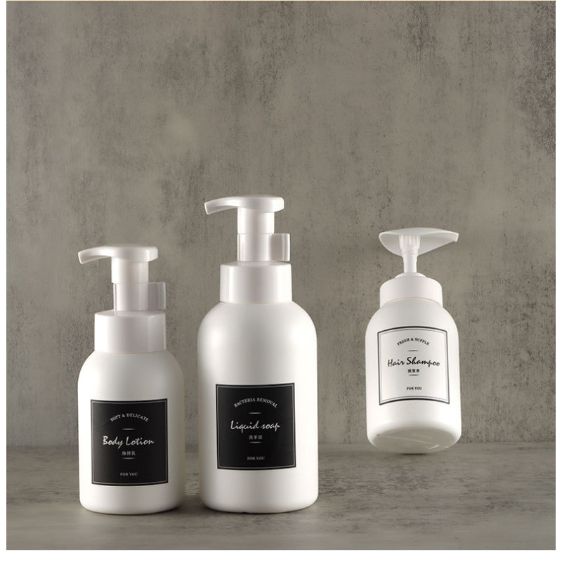 Customizable 300ml 500ml White Skincare Shampoo Shower Gel Bottle HDPE Plastic with Foam Pump and Screen Printing