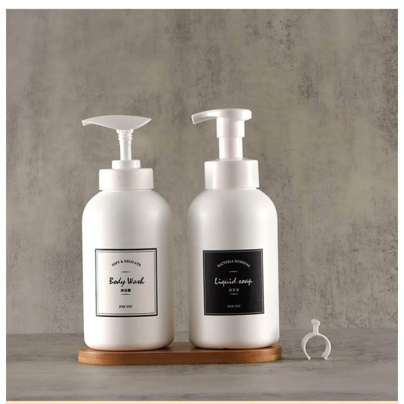 Customizable 300ml 500ml White Skincare Shampoo Shower Gel Bottle HDPE Plastic with Foam Pump and Screen Printing