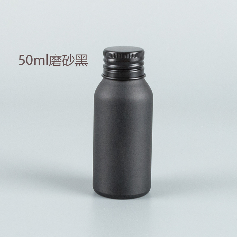 Limited Offer 40ml to 200ml Matte Black Aluminum Bottles Threaded Cap Refillable Containers for Lotions