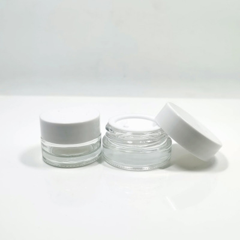 Empty Glass Jars in Bulk 5g Transparent Glass Wide Mouth Jars with White Lid