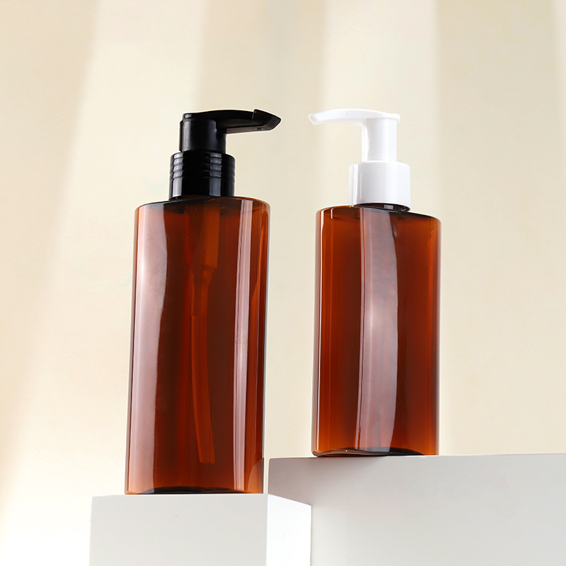 Custom Skincare 150ml 200ml Amber Oval PET Bottle Private Label Plastic Packaging with Screw Cap for Your Cosmetic Brand