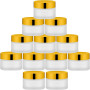 12 PCS 1 oz Frosted Glass Containers Refillable Cosmetic Vials for Eye Cream Salve Lotion Ointment with Plastic Cap
