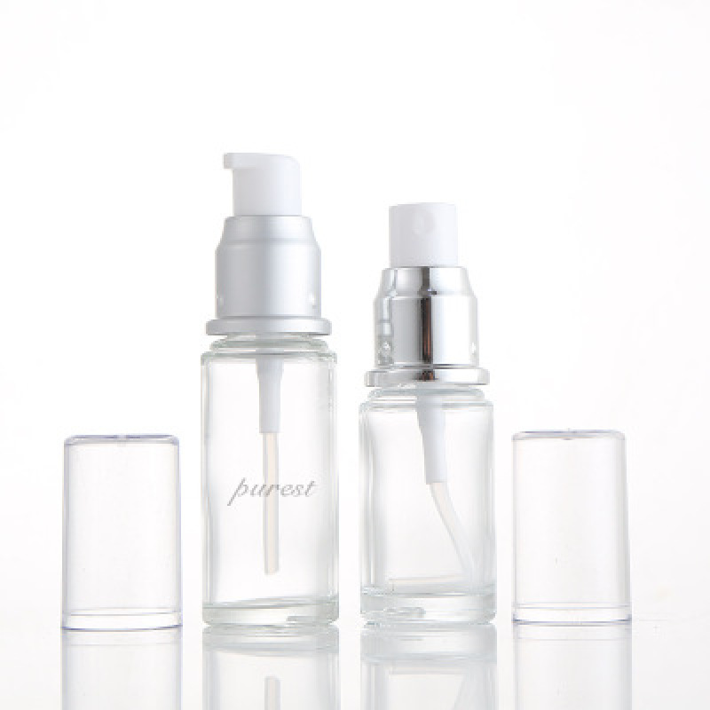 Wholesale Glass Bottles 20ml 30ml 50ml Round Glass Bottle With Pump
