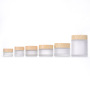 2024 New Style Very Popular Glass Jars Frosted clear  Glass Jars with Bamboo Lids for Cosmetic