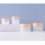2024 New Style Very Popular Glass Jars Frosted clear  Glass Jars with Bamboo Lids for Cosmetic