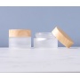 2024 New Style Very Popular Glass Jars Frosted clear  Glass Jars with Bamboo Lids for Cosmetic