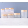 2024 New Style Very Popular Glass Jars Frosted clear  Glass Jars with Bamboo Lids for Cosmetic