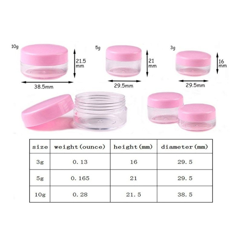 Factory Price Cheap Empty Plastic Mini Cosmetic 10 Gram Jar pink Cosmetic Jars and Bottles