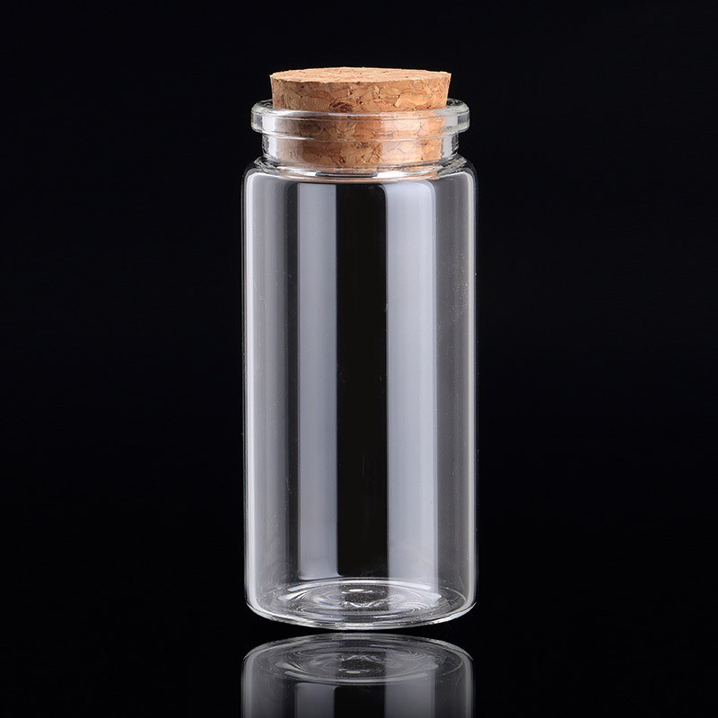 Hangzhou Factory 20ml 30ml 50ml 65ml 90ml Many Size Clear Glass Tube Medical Wishing Bottle with Amber Cork