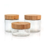 Clear Round Big Capacity Glass Cosmetic Jars for Cream with Bamboo Lid
