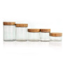 Clear Round Big Capacity Glass Cosmetic Jars for Cream with Bamboo Lid