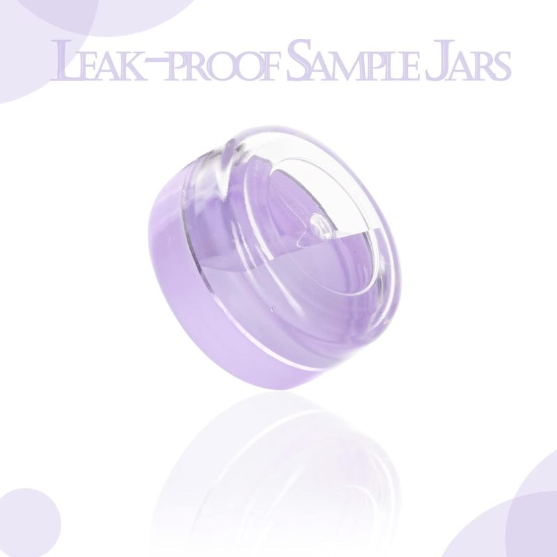 3 Gram Sample Containers With Lids, 100 Count Tiny Sample Jars, Lotion, Powder, Beauty Products(Purple Lids)