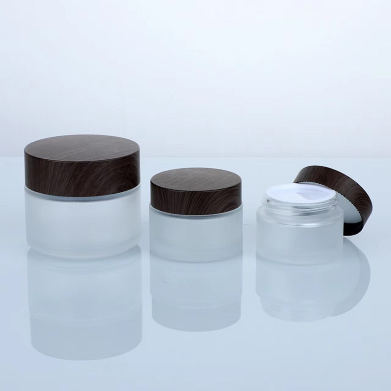 China Made 5g 30g Cosmetics Jars Glass Face Cream Jars Container with Grain Lid Frosted Glass Jar
