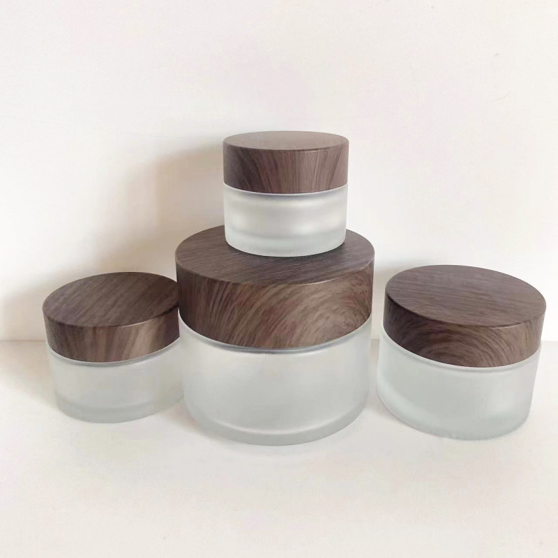 China Made 5g 30g Cosmetics Jars Glass Face Cream Jars Container with Grain Lid Frosted Glass Jar
